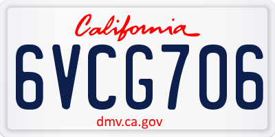 CA license plate 6VCG706
