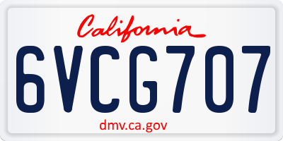CA license plate 6VCG707