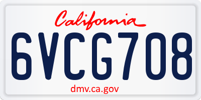 CA license plate 6VCG708