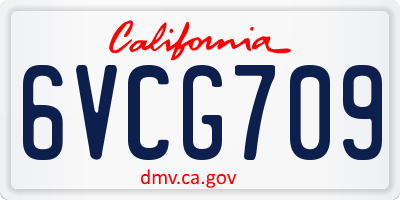 CA license plate 6VCG709