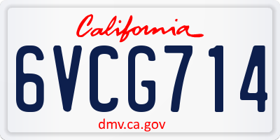 CA license plate 6VCG714