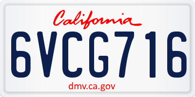 CA license plate 6VCG716