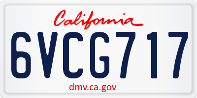 CA license plate 6VCG717