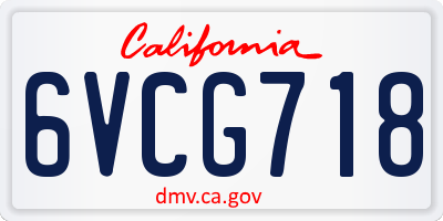 CA license plate 6VCG718