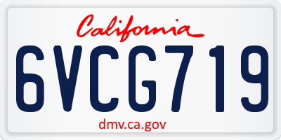 CA license plate 6VCG719