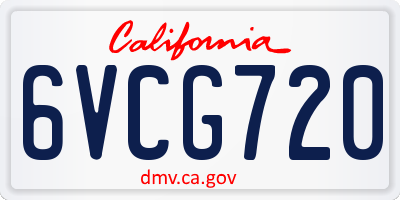 CA license plate 6VCG720