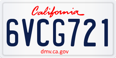 CA license plate 6VCG721