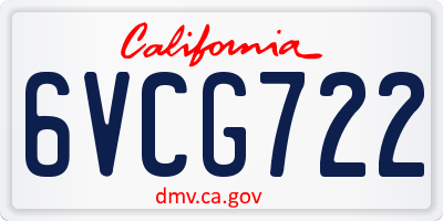 CA license plate 6VCG722