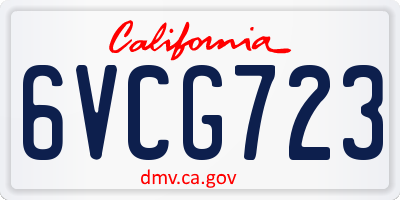 CA license plate 6VCG723