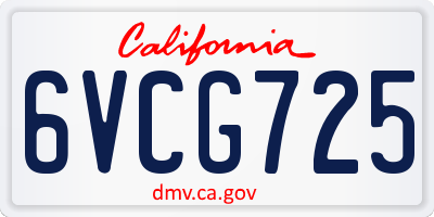 CA license plate 6VCG725
