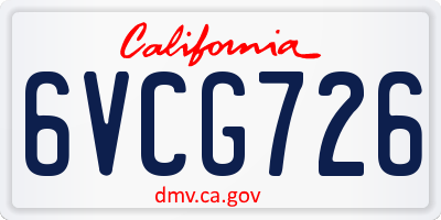CA license plate 6VCG726