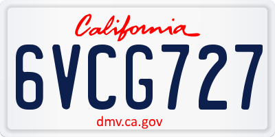 CA license plate 6VCG727