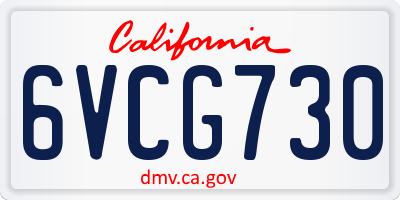 CA license plate 6VCG730