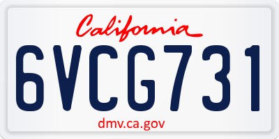 CA license plate 6VCG731