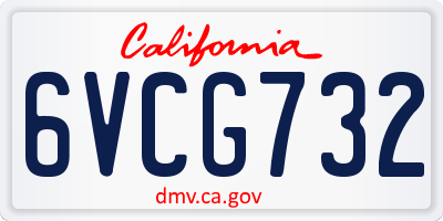 CA license plate 6VCG732