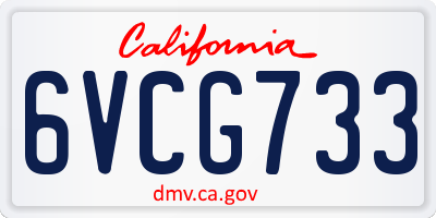 CA license plate 6VCG733