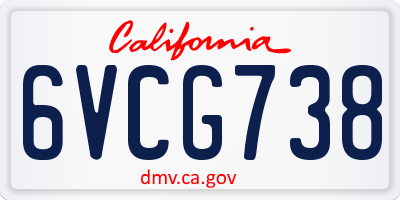 CA license plate 6VCG738