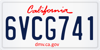 CA license plate 6VCG741