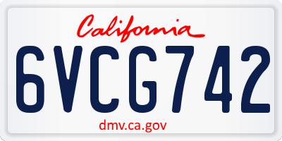 CA license plate 6VCG742