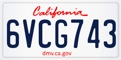 CA license plate 6VCG743