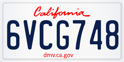 CA license plate 6VCG748