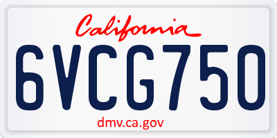 CA license plate 6VCG750