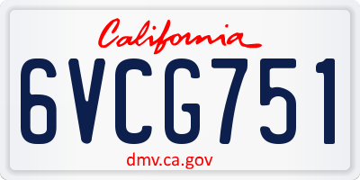 CA license plate 6VCG751
