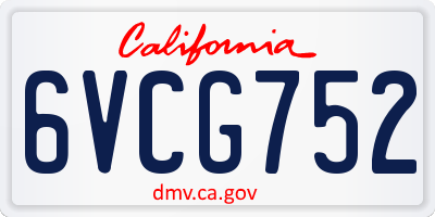 CA license plate 6VCG752