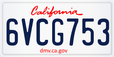 CA license plate 6VCG753