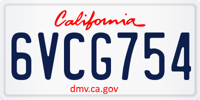 CA license plate 6VCG754