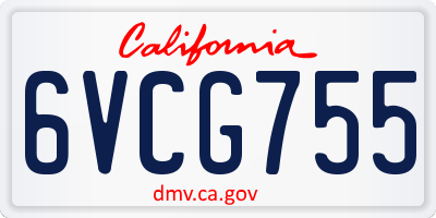 CA license plate 6VCG755