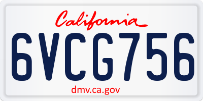 CA license plate 6VCG756
