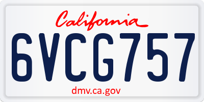 CA license plate 6VCG757