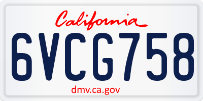 CA license plate 6VCG758
