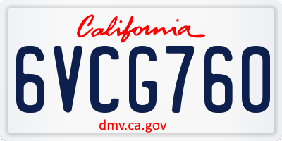 CA license plate 6VCG760