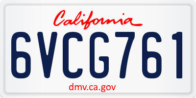 CA license plate 6VCG761