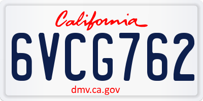 CA license plate 6VCG762