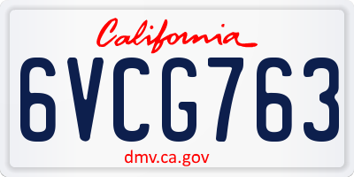 CA license plate 6VCG763
