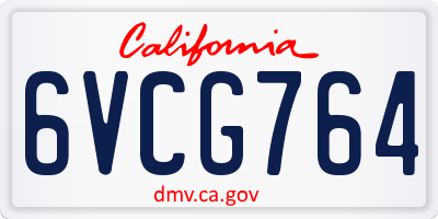 CA license plate 6VCG764