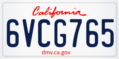 CA license plate 6VCG765