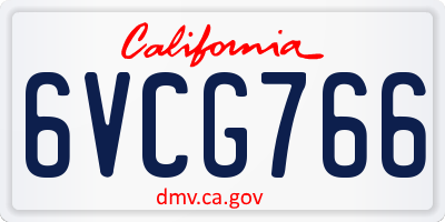 CA license plate 6VCG766