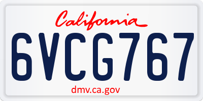 CA license plate 6VCG767