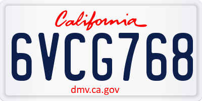 CA license plate 6VCG768