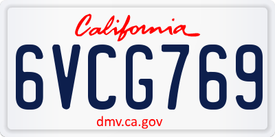 CA license plate 6VCG769