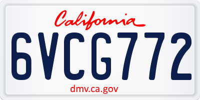 CA license plate 6VCG772