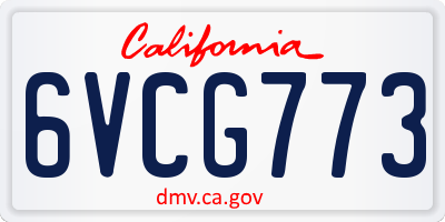 CA license plate 6VCG773