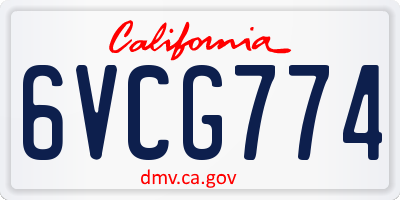 CA license plate 6VCG774