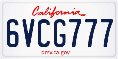 CA license plate 6VCG777