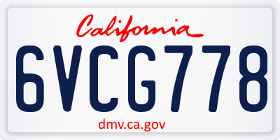 CA license plate 6VCG778