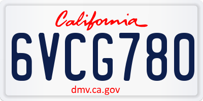 CA license plate 6VCG780
